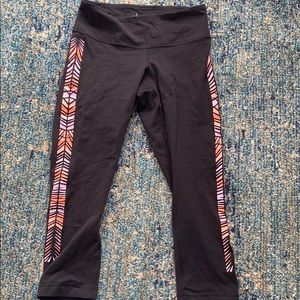 Lululemon crop leggings with color stripes